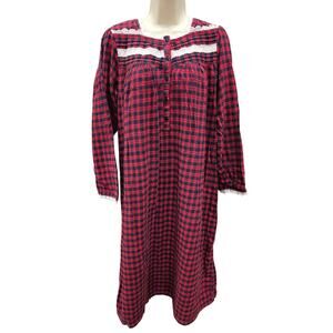 Erika Taylor Intimates Country Captains Plaid long Flannel Nightgown S vintage